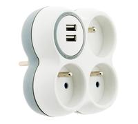 Zenitech Multiprise Triplite 16A 2P+T 2 ports USB Blanc et gris