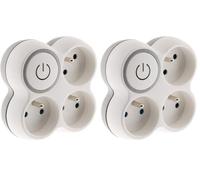 Triplite 16A façade + Interrupteur Gris/Blanc (Lot de 2)