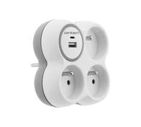 Zenitech Multiprise murale Bloc de 3 prises secteur + 1 prise Chargeur USB-A + 1 USB-C BOLEA - Triplite 16A blanche