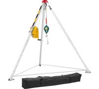 Tripode de sauvetage - Kit trépied - Pour espaces confinés - Treuil de sauvetage 1179 kg - Câble 30 m - Hauteur de travail 1,6-2,45 m - Avec sécurité anti-chute