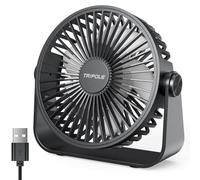 TriPole Ventilateur USB de Bureau, Mini Ventilateur Silencieux 3 Vitesses, Rotation 360°, Câble 1,5 m, Ventilateur Compact 4,5 Pouces pour Bureau, Chambre, Maison, Camping, Noir