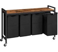 Triporteur à linge avec 4 compartiments - Trieur à linge pliable - Boîte de tri à linge sur roulettes