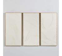 Triptyque abstrait brodé beige et blanc, 180x120 cm 180x120x4cm Blanc