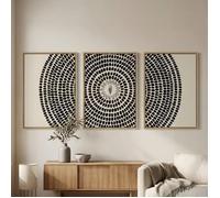 Triptyque de tableaux sur toile noir et blanc style abstrait-cadre flottant