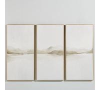 Triptyque imprimé paysage abstrait beige et blanc, 180x120 cm 180x121x4cm Blanc