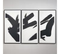 Triptyque peint motif abstrait, 135x90 cm 135x90x3cm Blanc