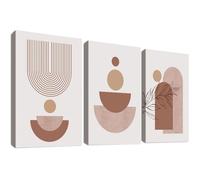 Triptyque toile - HALFLEMART - Canvas Minimaliste Lignes - 150x70 cm - Beige/brun - Prêt à accrocher