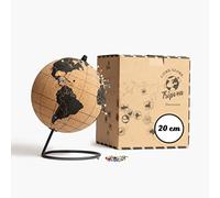 TRIPVEA® Globe terrestre 20 cm vintage en liège - Mappemonde décorative thème voyage - Idée cadeau et déco idéale pour votre bureau ou la chambre de votre enfant