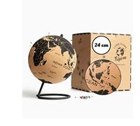 TRIPVEA® Globe terrestre 24 cm vintage en liège - Mappemonde décorative thème voyage - Idée cadeau et déco idéale pour votre bureau ou la chambre de votre enfant