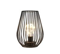 TRIROCKS Lampe de Table Métallique 21 cm Haut, Lanterne Sans Fil Alimentée par Batterie, Forme Cage avec Lumières LED Féériques pour Patio, Jardin, Chevet, Mariage, Intérieur/Extérieur (Noir)