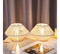 TRIROCKS Lot de 2 lampes de table en métal sans fil en forme de cage avec ampoules Edison pour intérieur/extérieur, parfaites pour Noël, jardin et mariages
