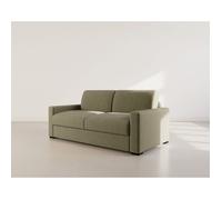 Tristan - Canapé lit 3 places convertible express couchage quotidien 140 cm matelas 14 cm en velours côtelé - Vert Kaki