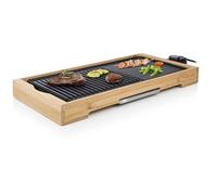 Tristar Plancha gril électrique BP-2641 2200 W 51 x 25,4 cm Bambou Noir pour 6 personnes