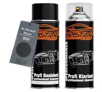 TRISTARcolor Bombe aérosol pour Renault B66 Gris Eclipse Metallic + vernis | pour Renault / Alpine, Eclipsegrijs Metallic, Peinture voiture, Kit peinture de base + vernis, bombes aérosols 400ml