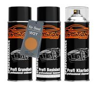 TRISTARcolor Bombes aérosols pour Seat W2Y Eclipse Orange Metallic + vernis | Peinture voiture, Kit peinture de fond + base + vernis, bombes aérosols 400ml