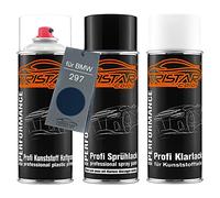 TRISTARcolor Peinture voiture Aérosols plastique pour BMW 297 Montrealblau. | Montrealblau Metallic, Kit bombes de peinture pour pare-chocs/plastique, primaire d'adhérence pour plastique + base + vernis