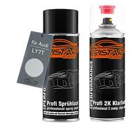 TRISTARcolor Peinture voiture Kit bombes de peinture 2K pour Audi LY7T Kristallsilber Metallic/Crystal Silver Metallic Peinture de base 2 composants vernis clair aérosol