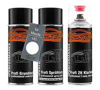 TRISTARcolor Peinture voiture Kit bombes de peinture 2K pour Mazda UC Crystal White Peinture de fond peinture de base vernis clair 2 composants aérosol