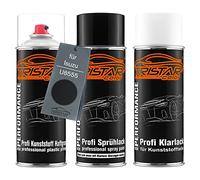 TRISTARcolor Peinture voiture Kit bombes de peinture pour pare-chocs en plastique pour Isuzu U8555 Black primaire d'adhérence peinture de base vernis clair avec plastifiant aérosol