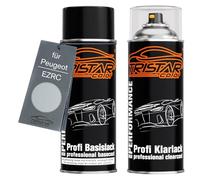 TRISTARcolor Peinture voiture Kit bombes de peinture pour Peugeot EZRC Gris Aluminium Metallic Peinture de base vernis clair aérosol 400 ml