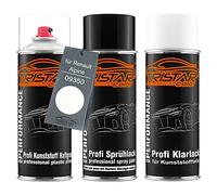 TRISTARcolor Peinture voiture Kit bombes de peinture pour plastique pour Renault/Alpine 09350 Blanc Eclat primaire d'adhérence peinture de base vernis clair avec plastifiant