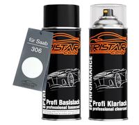 TRISTARcolor Peinture voiture Kit bombes de peinture pour Saab 306 Arctic White/Winter White Peinture de base vernis clair aérosol 400 ml