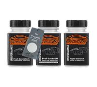 TRISTARcolor Peinture voiture Stylos retouche pour Peugeot KWE Blanc N. +1K | Bianco Perla Nacre / Blanc Nacre, Kit peinture de fond + base + vernis, flacons de peinture avec pinceau, 50ml chacun