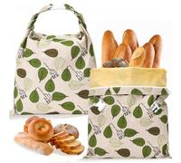 TRIUFO Lot De 2 Sacs à Pain Réutilisables en Cire D'abeille, 43 cm × 33 cm | Sacs de Conservation en Coton Enduit de Cire d'abeille Naturelle, Pour Pain Maison, Levain et Produits de Boulangerie