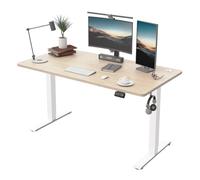 TRIUMPHKEY 160 x 70 cm Bureau réglable en hauteur, bureau électrique, bureau motorisé, avec fonction de mémoire, table d'ordinateur, beige