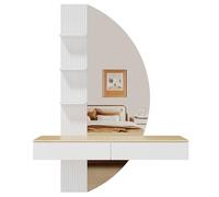 TRIUMPHKEY Coiffeuse Murale avec Éclairage LED et Grand Miroir HD - Coiffeuse Flottante avec Tiroirs, Variateur Tactile, 3 Températures de Couleur (Blanc)