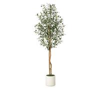 Triumpunpre Olivier artificiel avec pot blanc - 150 cm - Grande plante verte
