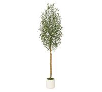 Triumpunpre Olivier artificiel avec pot blanc - 210 cm - Grande plante verte