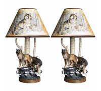 TRIVIDHA Lampe De Bureau Moderne Avec Décor Animalier Lampe De Table Loup En Résine Pour Chambre D'enfant Rétro Créatif E26 Éclairage De Table Éclairage De Bureau Pour Salon Chambre Étude Salle À Mang