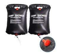 TRIXES 2 Douches Camping 20L - Solaire Portable Extérieur | Sac à eau solaire chauffant, portable pour le lavage en plein air, voyage, camping, randonnée, pêche, capacité de 20 litres