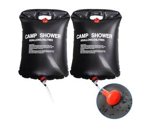 TRIXES 2 Douches Camping 20L - Solaire Portable Extérieur | Sac à eau solaire chauffant, portable pour le lavage en plein air, voyage, camping, randonnée, pêche, capacité de 20 litres