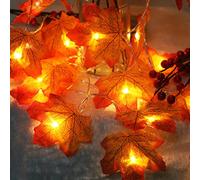 TRIXES Guirlande LED Feuilles érable 6M 40 LED | Guirlandes lumineuses Halloween jardin, fêtes & pièces, idéales déco saisonnière intérieur/extérieur