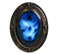 TRIXES Miroir d'halloween Hanté Ovale Noir et Doré avec Image Fantasmagorique - Trick Or Treat - Nouveau Miroir hanté Hurlant - Double capteur - Activé par Le Mouvement et Le Son