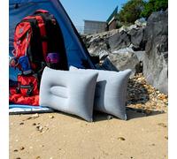 TRIXES Oreillers gonflables Gris de Voyage - légers, 2 pièces | Multipack, idéal pour voyage/camping/outdoor/pêche - oreillers gonflables, résistants à l’eau