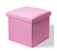 TRIXES Pouf de Rangement - Tissu Rose Coloré avec Couvercle Rembourré | Meuble Multifonction pour la Maison - Idéal pour les Chambres et Salles de Jeux des Enfants - 30 x 30 x 30 cm - Pliable