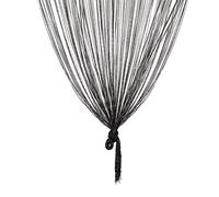 TRIXES Rideau Fil Gouttes Noir - Séparateur Pailleté Argent 90x200cm | Rideau perles scintillant pour fenêtres, portes et séparations - Accessoire déco pour salon, chambre et intérieur
