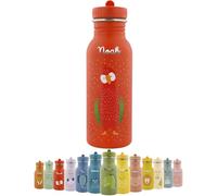 Trixie Gourde personnalisée en acier inoxydable pour enfant, 350 ml, 500 ml, avec nom, pour filles et garçons, anti-fuite, inoxydable et adaptée aux enfants, motif perroquet, 500 ml