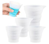 TRKETK 4 Pièces Gobelets Doseurs Pliables en Silicone, Distributeur de Détergent Réutilisable avec Échelle Adaptée Distributeur de Liquide de Lavage Adapté pour La Lessive, Laboratoires