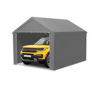 TRMLBE Carport 3x4 m Tente garage avec parois latérales amovibles Grande tente garage Tente de stockage Protection UV Résistant au vent Résistant à l'hiver Tente voiture Abri, Gris
