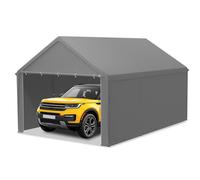 TRMLBE Carport 4x6 m Tente garage avec parois latérales amovibles Grande tente garage Tente de stockage Protection UV Résistant au vent Résistant à l'hiver Tente voiture Abri, Gris
