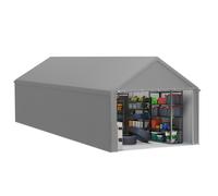 TRMLBE Carport 4x8 m Tente garage avec parois latérales amovibles Grande tente garage Tente de stockage Protection UV Résistant au vent Résistant à l'hiver Tente voiture Abri, Gris