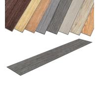 TRMLBE Lot de 18 revêtements de sol en PVC autocollant - 2,5 m² - Aspect | Sol en vinyle imperméable autocollant de 2 mm d'épaisseur pour salon, cuisine, balcon, bureau - 91,44 x 15,24 cm - Gris foncé