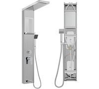 TRMLBE Panneau de douche avec robinetterie, Système de douche 5 en 1 Set de douche multifonctionnel avec douchette à main Douche de massage Douche cascade Douche pluie Robinetterie, Argent