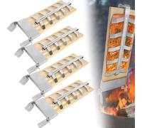 TRMLBE Planche à saumon à flamber 4X Planches à saumon à flamber avec support en acier inoxydable Planches à saumon à flamber réglables en 5 étapes pour le bac à feu pour grillades Barbecue en plein a