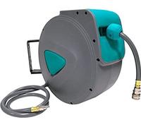TRMLBE Tuyau à air comprimé 20m Enrouleur de tuyau automatique Enrouleur de tuyau avec raccord 1/4" Automatiquement air comprimé avec raccord rapide et bille de blocage, gris