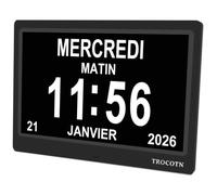 TROCOTN Horloge numérique Horloge de Jour Grand écran réveil Murale (Noir, 10 Pouces)